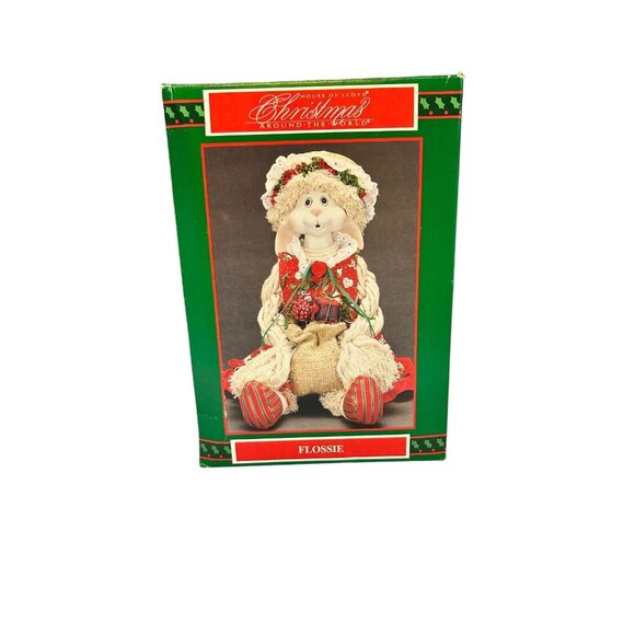 House of Lloyd Flossie Rabbit Figurine 1993 Porcelain Face w/ Box Christmas Vtg - Picture 2 of 16
